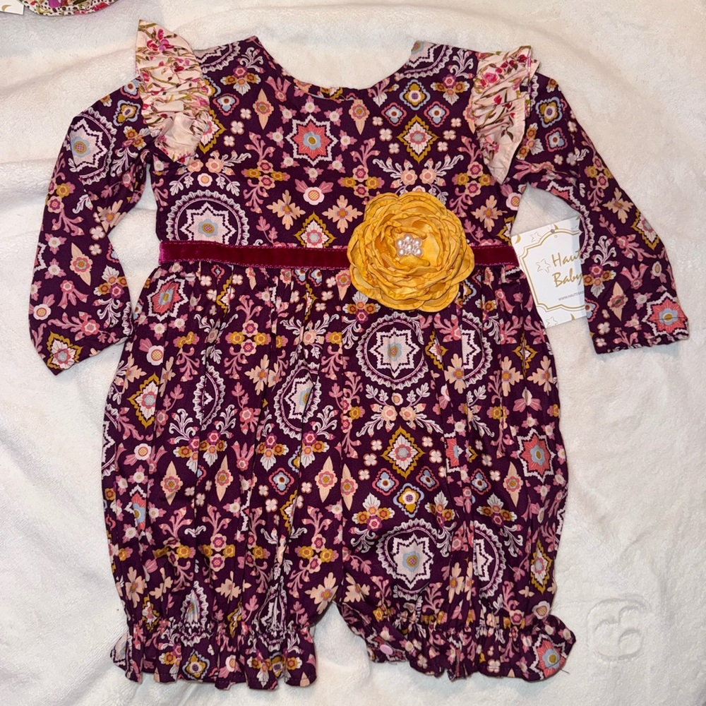 Charming Floral Baby Romper with Yellow Flower. Haute Baby 24 month romper